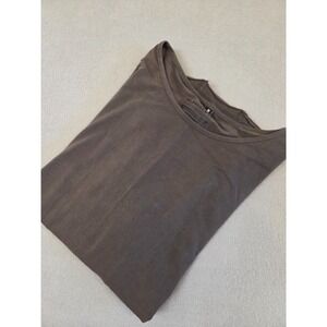 Alphalete Shirt‎ Men Medium Gray Lifestyle Fit Patch Logo Curved Hem Long Sleeve